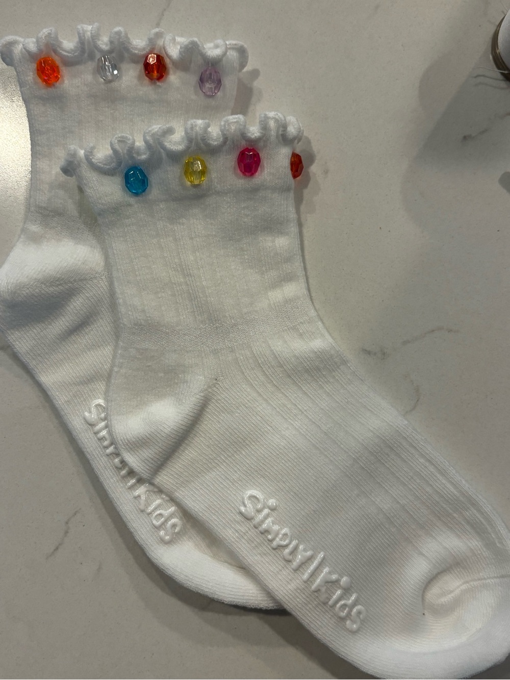 Simply Kids White Ruffle Socks with Multicolor Beads